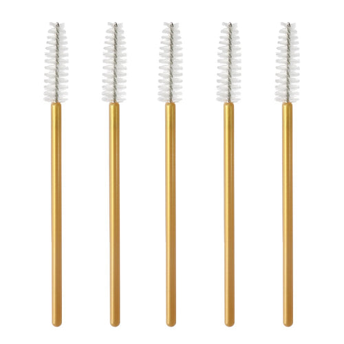 300 Pcs Disposable Mascara Wands Brushes Eyelash Extensions Eye Lash Wand Makeup Applicators Tool, Gold/White